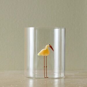 Zara Glass with Yellow Bird Design SOLDOUT rare collection Borosilicate Tumbler